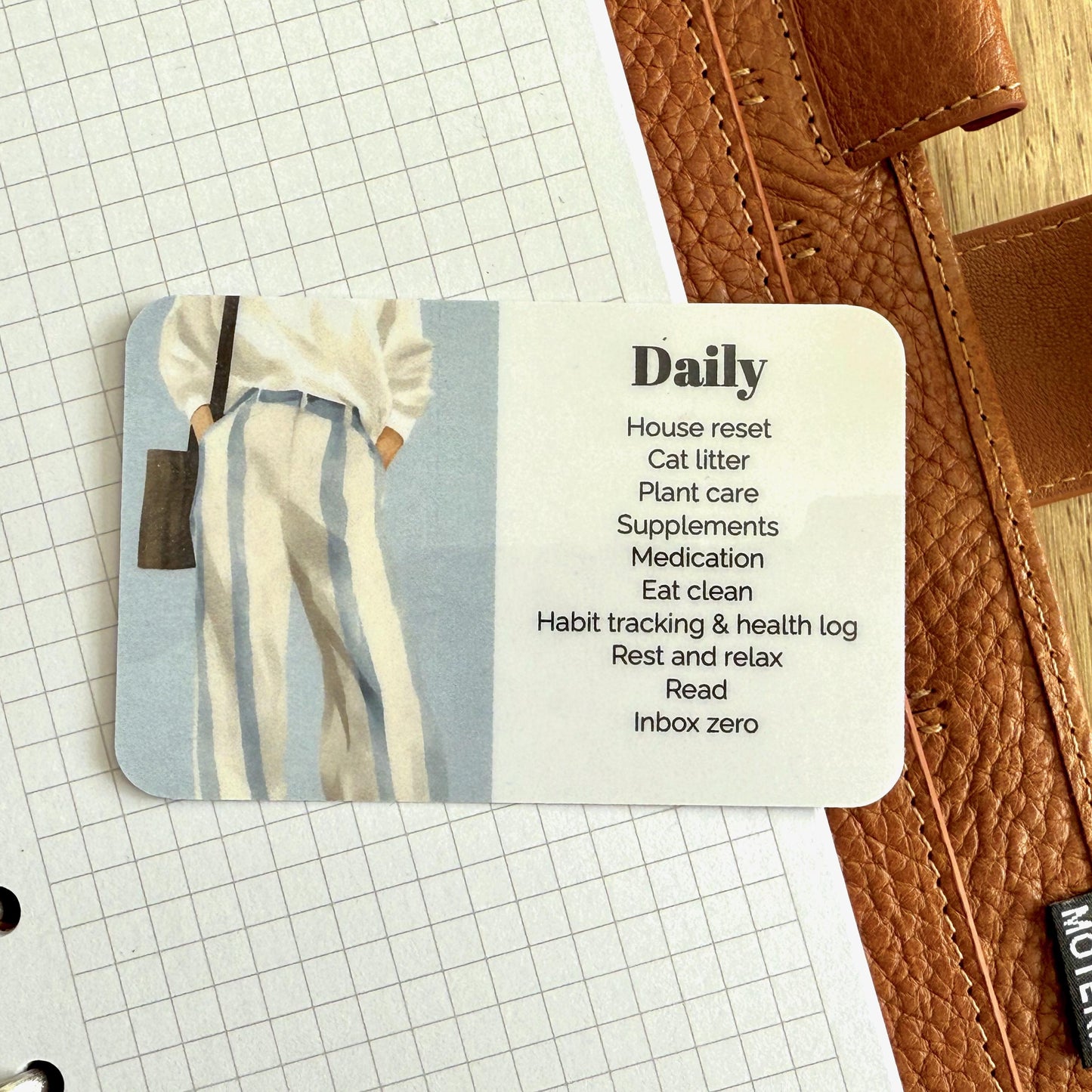 Custom Task Card - Classic & Elegant - Personalised Task Card for Your Planner - Add Tasks, Routines, Reminders - Functional, Minimal Deco