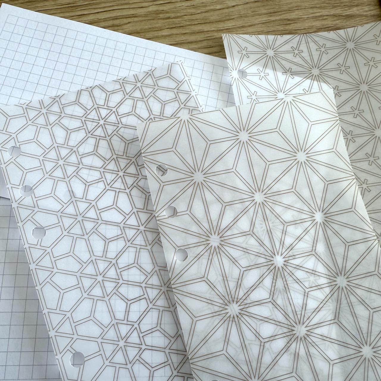 Geometric Vellum Dashboards - Set of 3 - A5, B6, Personal Wide, Personal, A6, Pocket, Mini Ring Planners. Add Deco and Layering