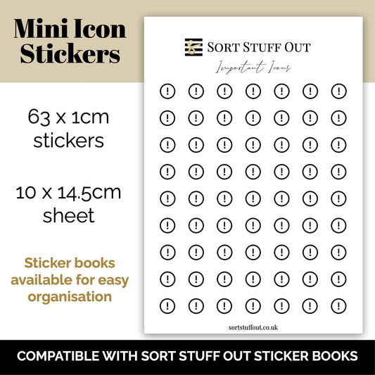 Important Icon Stickers - Option to Include Sticker Book Extras - Functional Planner Stickers