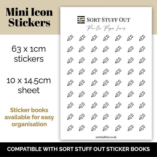 Pen to Paper Icon Stickers - Option to Include Sticker Book Extras - Functional Planner Stickers