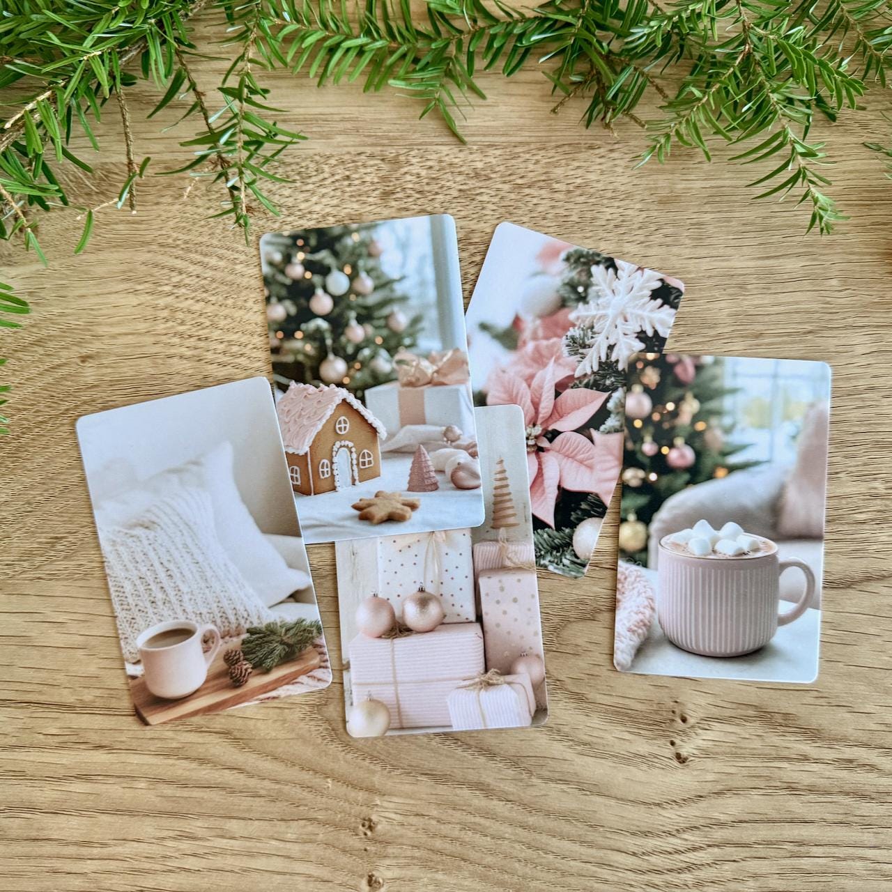 Journal Cards - Pink Christmas - Use as Bookmarks or Planner Decorations