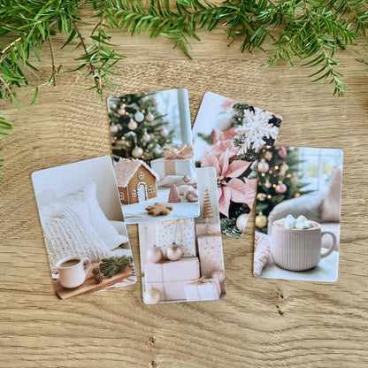 Journal Cards - Pink Christmas - Use as Bookmarks or Planner Decorations