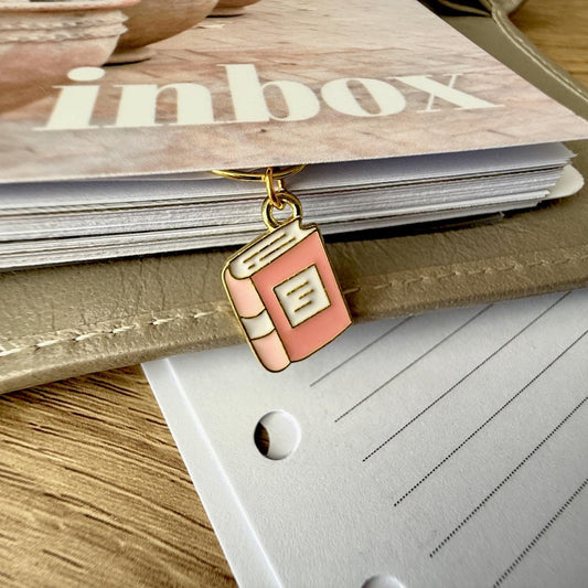 Small Pink Book - Reading Bookworm Planner Charm - Page Marker Clip - Ring Planner Accessories & Deco - Filofax, Kikki K