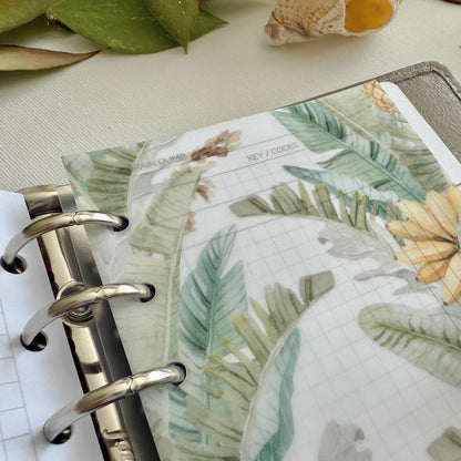 Tropical Flowers Summer Vellum Dashboards - Set of 3 - A5, B6, Personal Wide, Personal, A6, Pocket, Mini Ring Planners. Add Deco and Layering