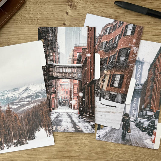 Snowy Winter Planner Dividers, Photographic Side Tabs. Blank Tabs to use with Tab Labels