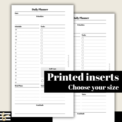 a printable baby planner with the words, printable inserts choose your size