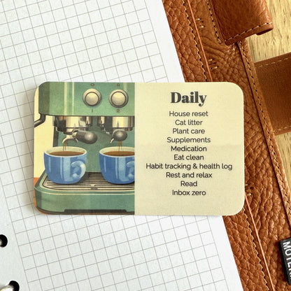 Custom Task Card - Time for Espresso - Personalised Task Card for Your Planner - Add Tasks, Routines, Reminders - Functional, Minimal Deco