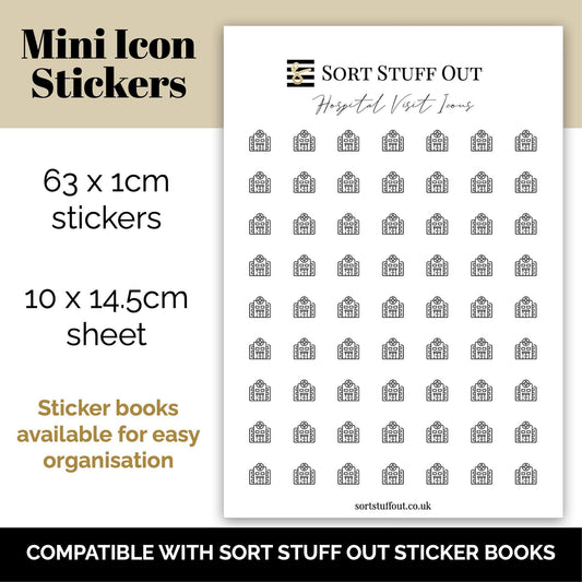Hospital Visit Icon Stickers - Option to Include Sticker Book Extras - Functional Planner Stickers