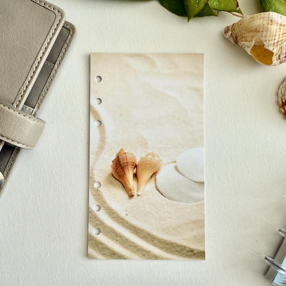 Sandy Shells Summer Dashboard - Fits A5, B6, Personal Wide, Personal, A6, Pocket, Mini Ring Planners. Protective Cover.