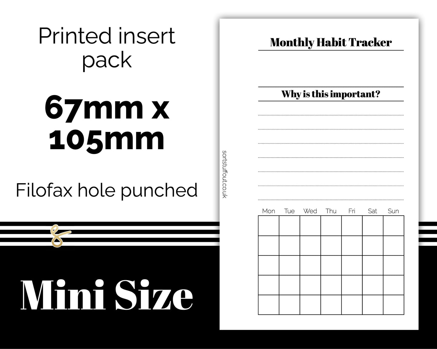 Monthly Habit Tracker  Filofax Mini - Printed Planner Inserts