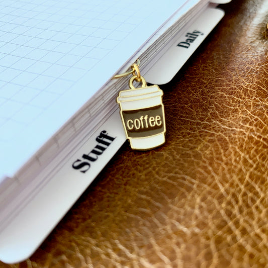 Small Gold Coffee Cup Luxe Planner Charm - Page Marker Clip - Ring Planner Accessories & Deco - Filofax, Kikki K
