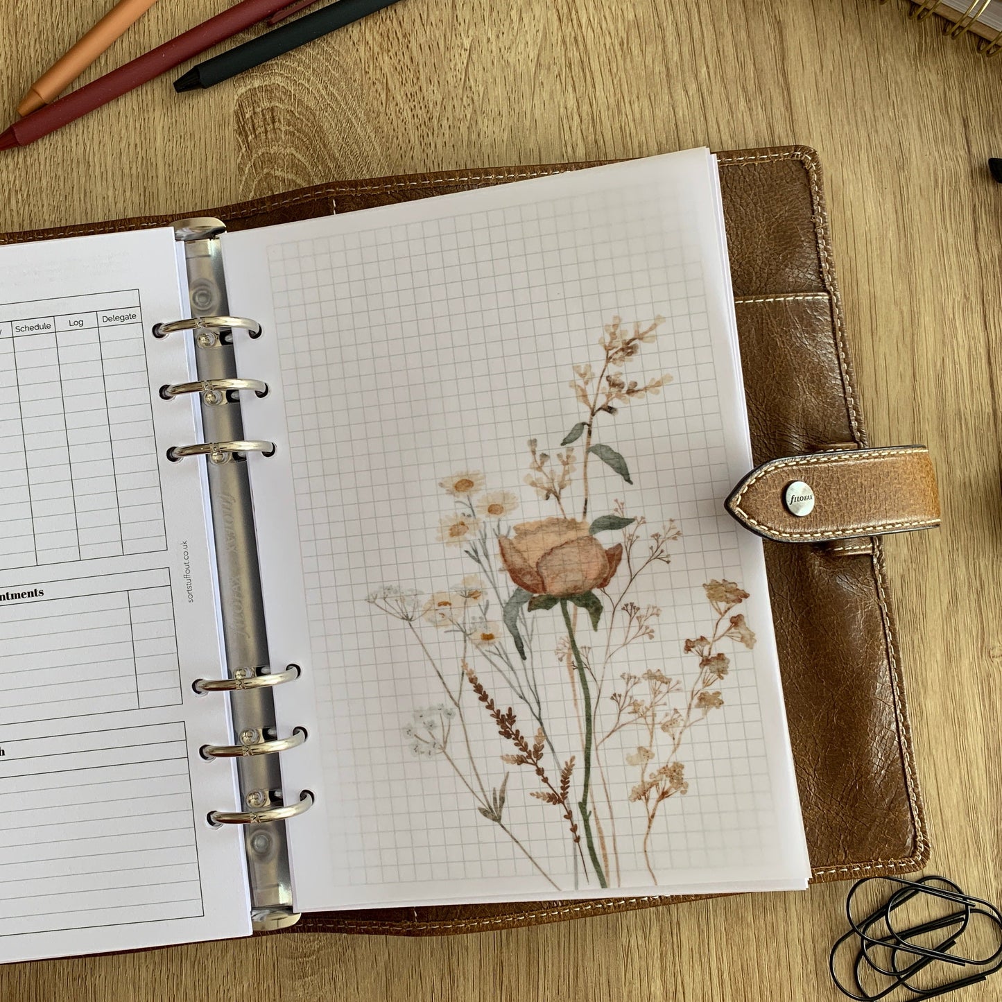 Autumn Wild Flowers Vellum Dashboards - Set of 4 - Fits A5, B6, PW, Personal, A6, Pocket, Mini Ring Planners. Add Decoration and Layering
