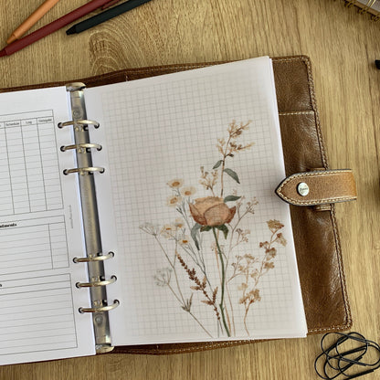 Autumn Wild Flowers Vellum Dashboards - Set of 4 - Fits A5, B6, PW, Personal, A6, Pocket, Mini Ring Planners. Add Decoration and Layering