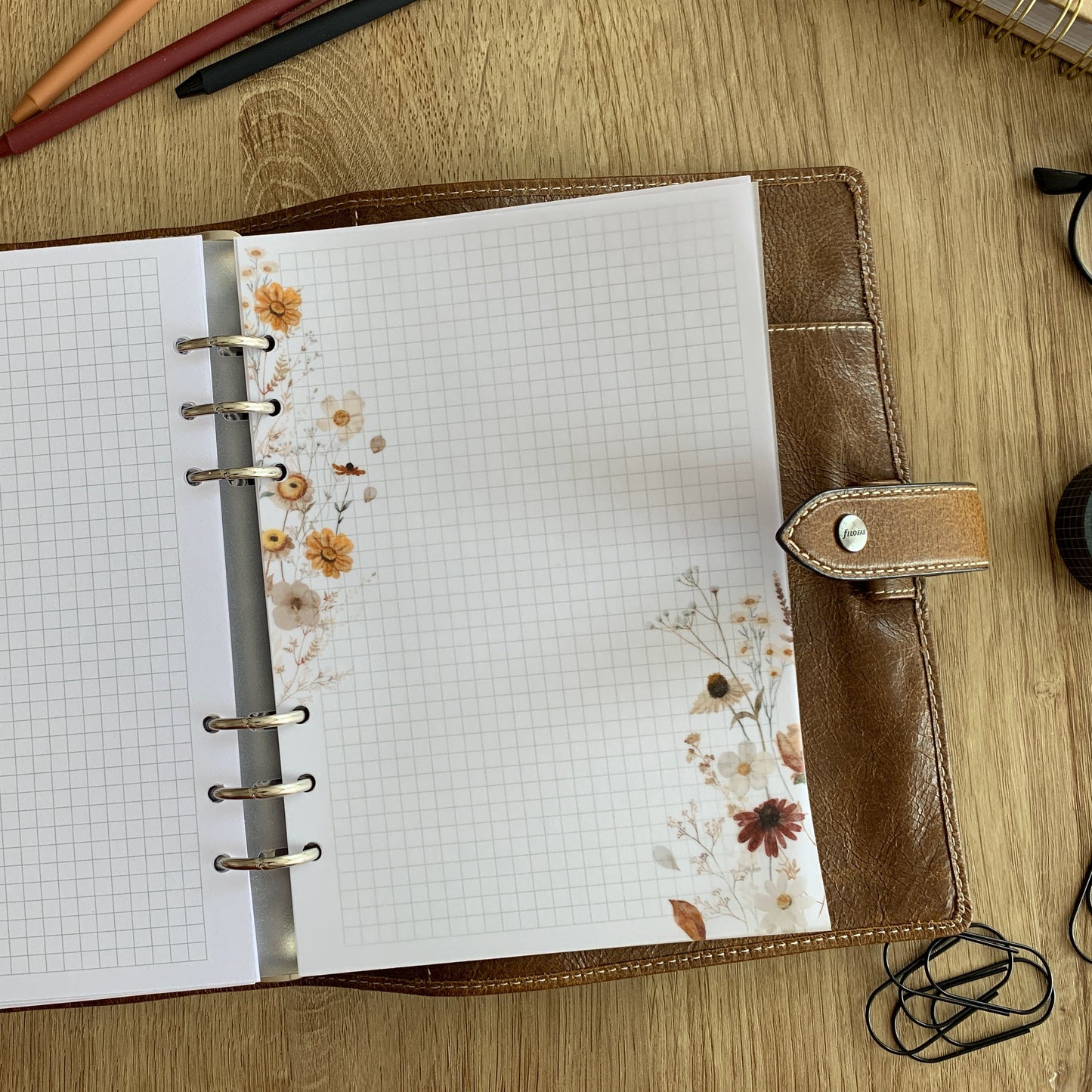 Autumn Wild Flowers Vellum Dashboards - Set of 4 - Fits A5, B6, PW, Personal, A6, Pocket, Mini Ring Planners. Add Decoration and Layering