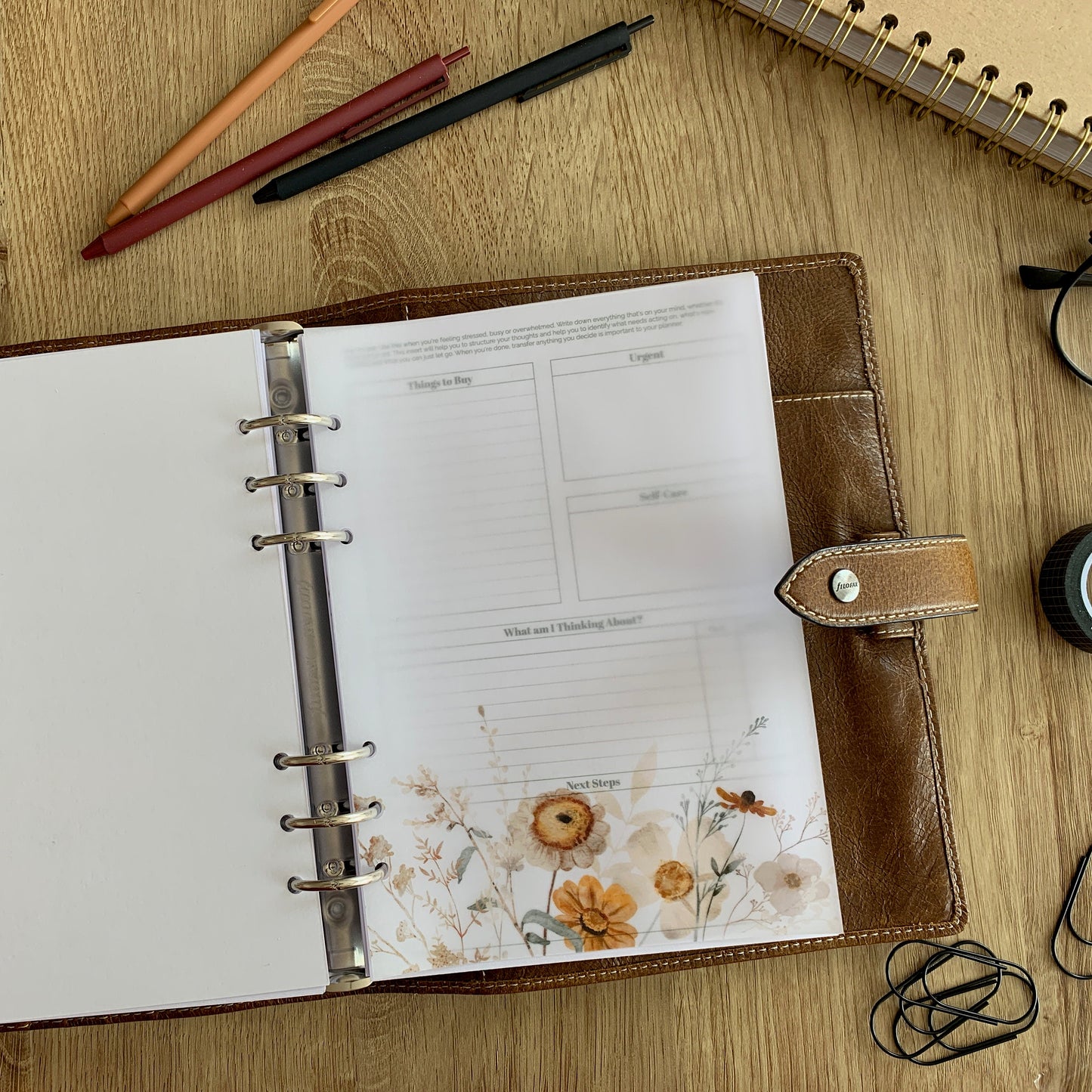 Autumn Wild Flowers Vellum Dashboards - Set of 4 - Fits A5, B6, PW, Personal, A6, Pocket, Mini Ring Planners. Add Decoration and Layering