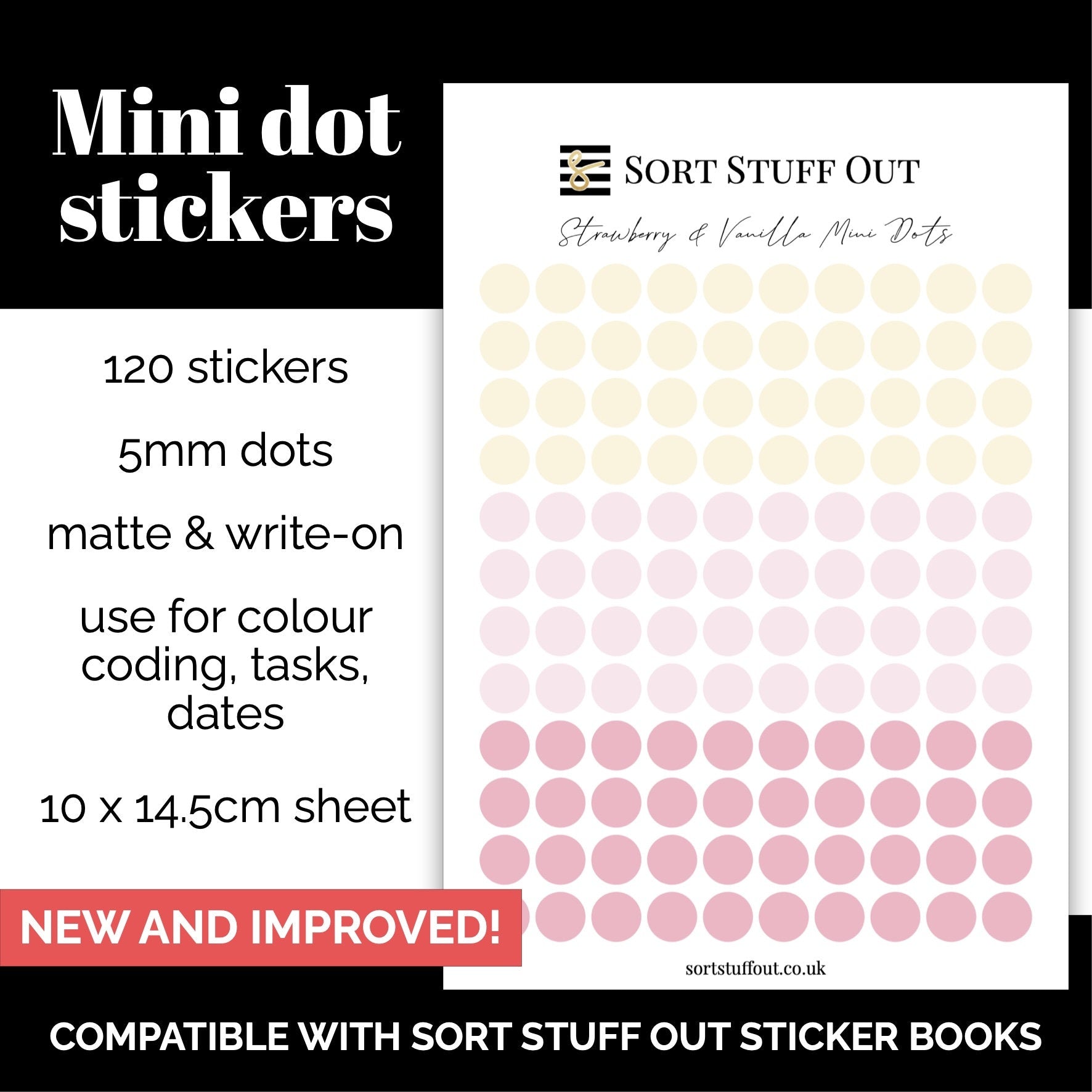 NEW Strawberry and Vanilla Mini Dot Stickers - Option to Include Sticker Book Extras - Functional Planner Stickers