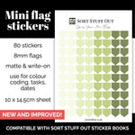 Load image into Gallery viewer, NEW Spring Green Mini Flag Stickers - Option to Include Sticker Book Extras - Functional Planner Stickers
