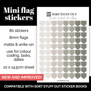 NEW Winter Neutral Mini Flag Stickers - Option to Include Sticker Book Extras - Functional Planner Stickers