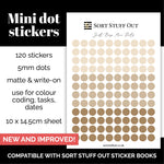 Load image into Gallery viewer, NEW Just Beige Mini Dot Stickers - Option to Include Sticker Book Extras - Functional Planner Stickers
