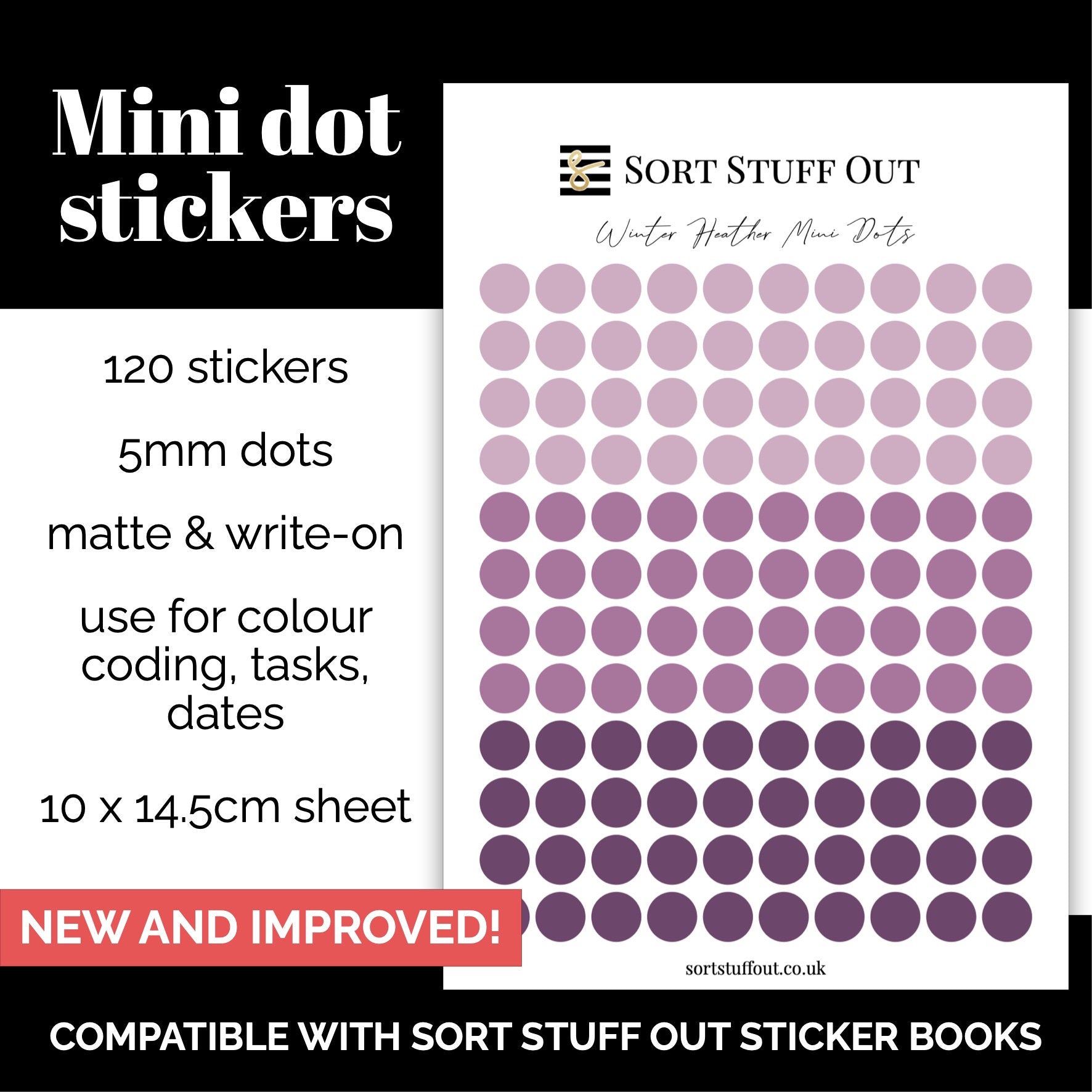 NEW Winter Heather Mini Dot Stickers - Option to Include Sticker Book Extras - Functional Planner Stickers