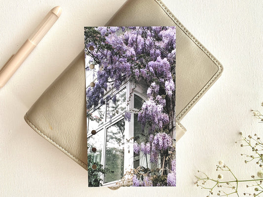 Purple wisteria - Spring Dashboard - Fits A5, B6, Personal Wide, Personal, A6, Pocket, Mini Ring Planners. Protective Cover.