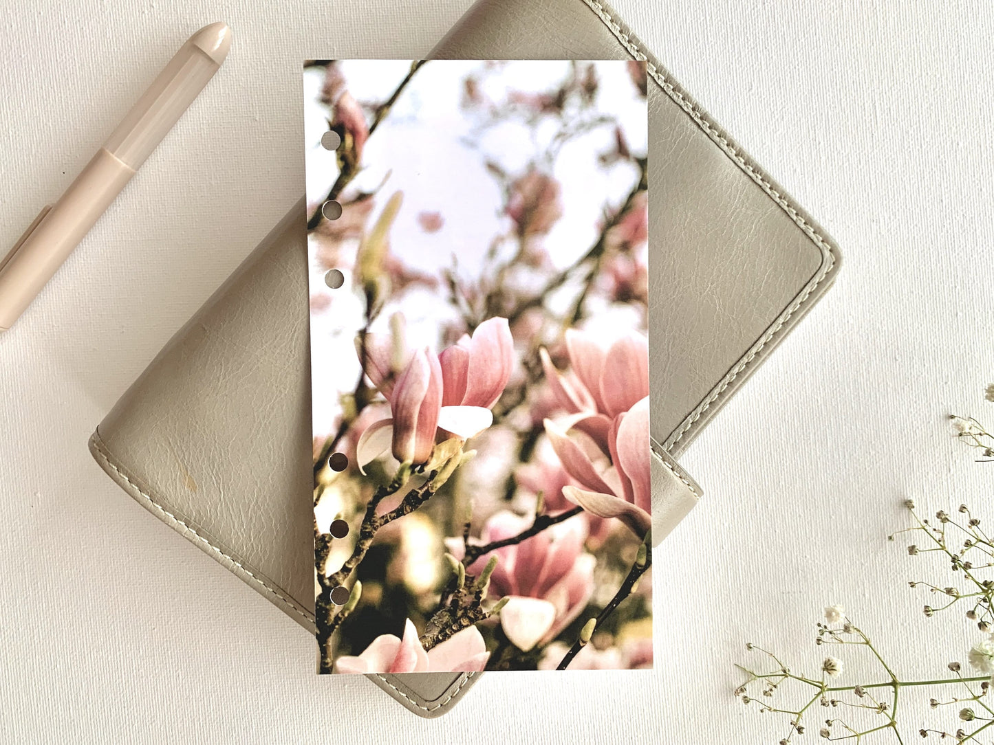 Magnolia tree - Spring Dashboard - Fits A5, B6, Personal Wide, Personal, A6, Pocket, Mini Ring Planners. Protective Cover.