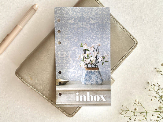 Vase of blossom inbox - Spring Dashboard - Fits A5, B6, Personal Wide, Personal, A6, Pocket, Mini Ring Planners. Protective Cover.