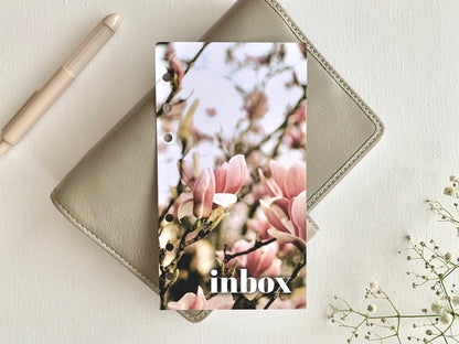 Magnolia tree inbox - Spring Dashboard - Fits A5, B6, Personal Wide, Personal, A6, Pocket, Mini Ring Planners. Protective Cover.