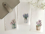 Load image into Gallery viewer, Spring Flower Pots Vellum Dashboards - Set of 3 - A5, B6, Personal Wide, Personal, A6, Pocket, Mini Ring Planners. Add Deco and Layering

