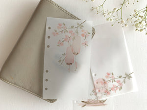 Spring Cherry Blossom Vellum Dashboards - Set of 3 - A5, B6, Personal Wide, Personal, A6, Pocket, Mini Ring Planners. Add Deco and Layering