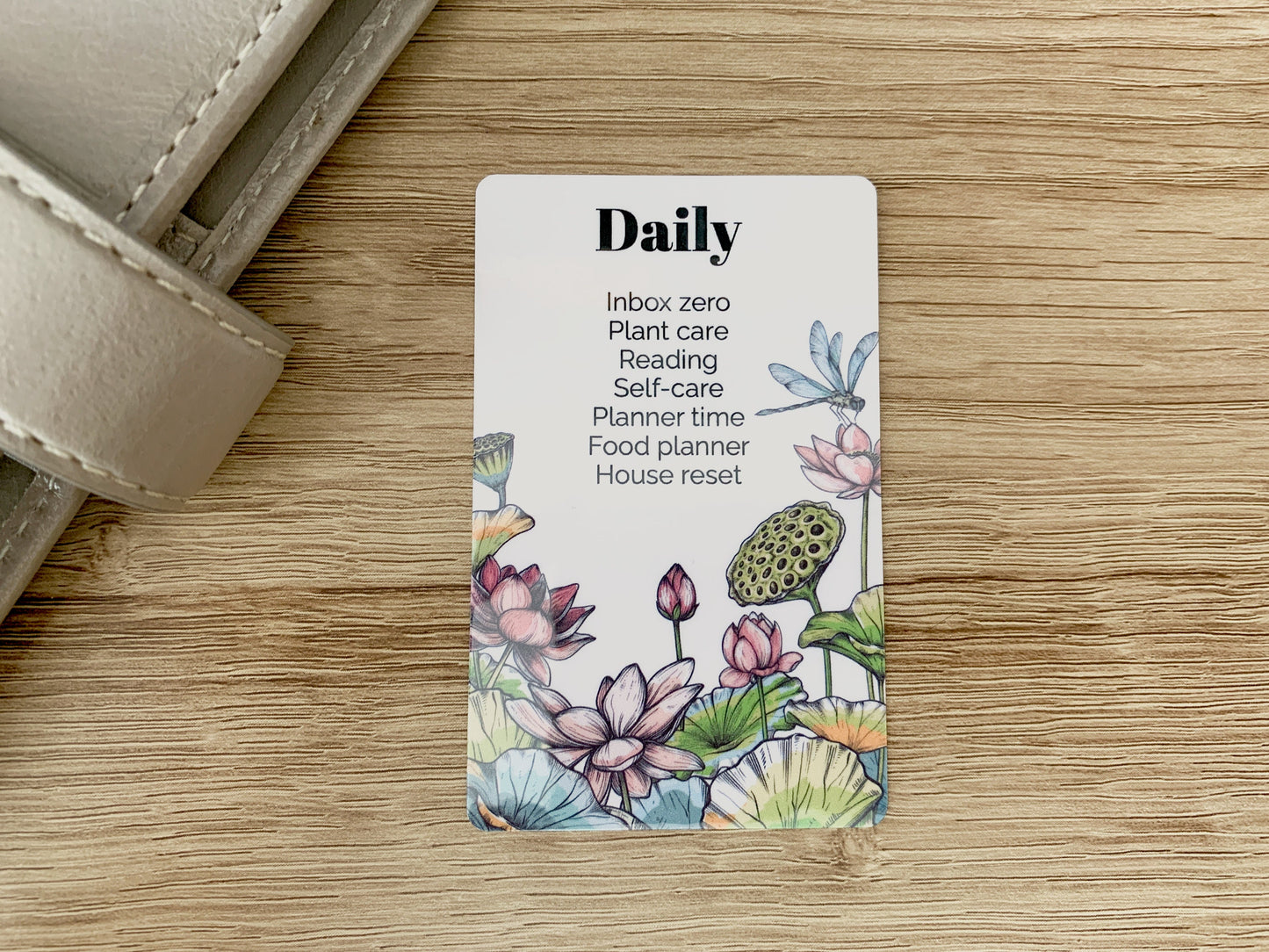 Custom Text Task Card - Lotus Flower - Personalised Card for Your Planner - Add Tasks, Routines, Reminders - Functional, Minimal Deco