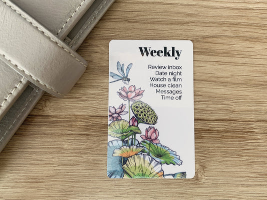 Custom Text Task Card - Corner Lotus Flower - Personalised Card for Your Planner - Add Tasks, Routines, Reminders - Functional, Minimal Deco