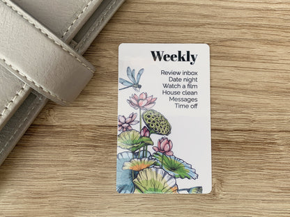 Custom Text Task Card - Corner Lotus Flower - Personalised Card for Your Planner - Add Tasks, Routines, Reminders - Functional, Minimal Deco