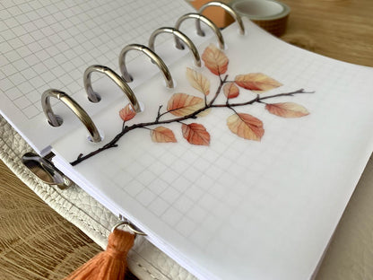 Autumn Woodland Vellum Dashboards - Set of 3 - A5, B6, Personal Wide, Personal, A6, Pocket, Mini Ring Planners. Add Deco and Layering