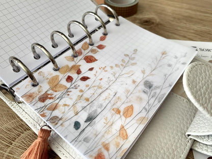 Autumn Woodland Vellum Dashboards - Set of 3 - A5, B6, Personal Wide, Personal, A6, Pocket, Mini Ring Planners. Add Deco and Layering