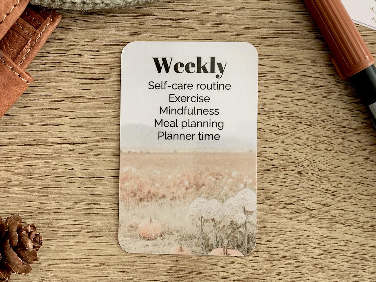 Custom Text Task Card - Pumpkin Field - Personalised Card for Your Planner - Add Tasks, Routines, Reminders - Functional, Minimal Deco