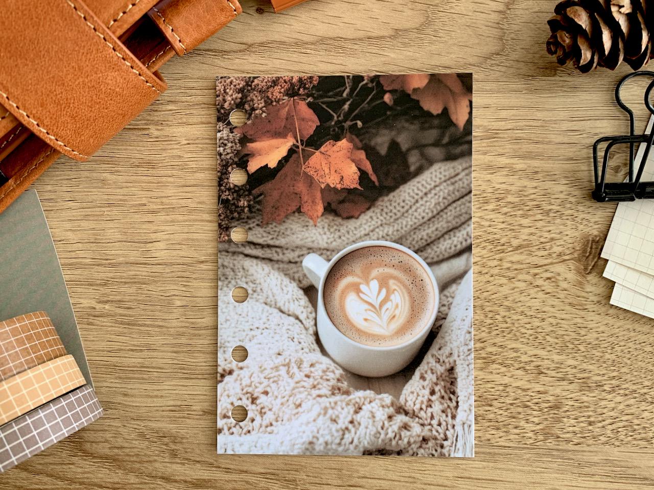 Woodland Coffee - Fall Dashboard - Fits A5, B6, Personal Wide, Personal, A6, Pocket, Mini Ring Planners. Protective Cover.