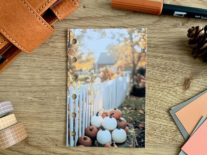 Pumpkin Farm - Autumn Fall - Dashboard - Fits A5, B6, Personal Wide, Personal, A6, Pocket, Mini Ring Planners. Protective Cover.