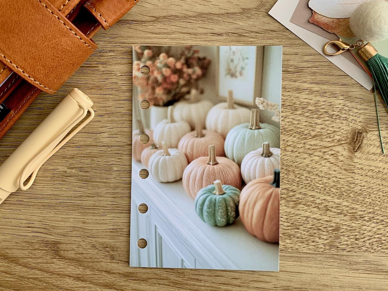 Pumpkin Deco - Autumn Fall - Dashboard - Fits A5, B6, Personal Wide, Personal, A6, Pocket, Mini Ring Planners. Protective Cover.