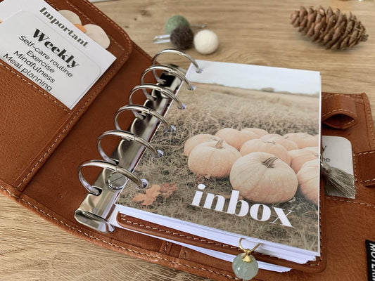 Pumpkin Season Inbox - Autumn Fall - Dashboard - Fits A5, B6, Personal Wide, Personal, A6, Pocket, Mini Ring Planners. Protective Cover.