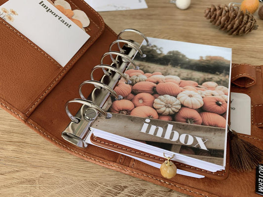 Pumpkin Wagon Inbox - Autumn Fall - Dashboard - Fits A5, B6, Personal Wide, Personal, A6, Pocket, Mini Ring Planners. Protective Cover.