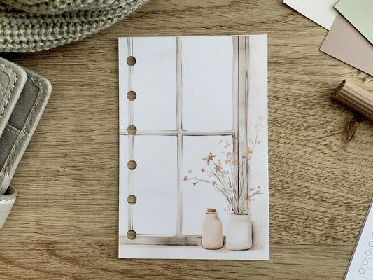 Watercolour Window Neutrals Dashboard - Fits A5, B6, Personal Wide, Personal, A6, Pocket, Mini Ring Planners. Protective Cover.