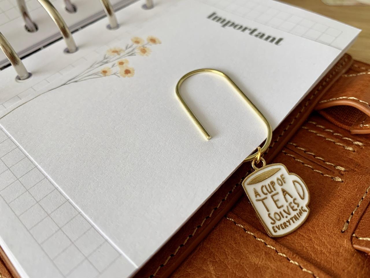 Tea Solves Everything Clip - Luxe Planner Charm - Ring Planner Accessories & Deco - Filofax, Kikki K