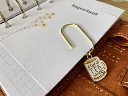 Tea Solves Everything Clip - Luxe Planner Charm - Ring Planner Accessories & Deco - Filofax, Kikki K