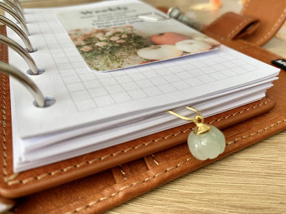 Natural Stone Pumpkin Page Marker Clip (Sold Individually) - Luxe Planner Charm - Ring Planner Accessories & Deco - Filofax, Kikki K