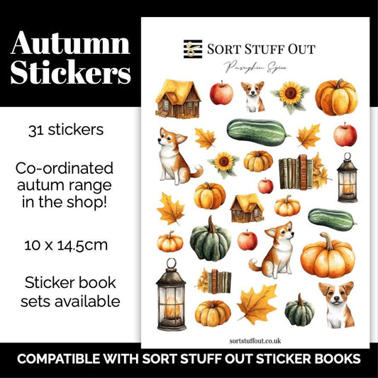 Pumpkin Spice Deco Stickers - Option to Include Sticker Book Extras - Seasonal Planner Stickers