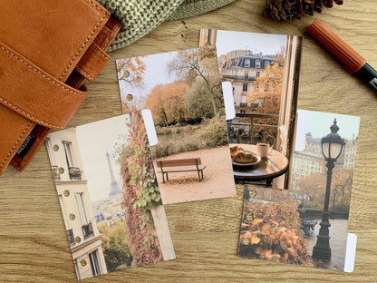 Autumn Paris Planner Dividers, Photographic Side Tabs. Blank Tabs to use with Tab Labels