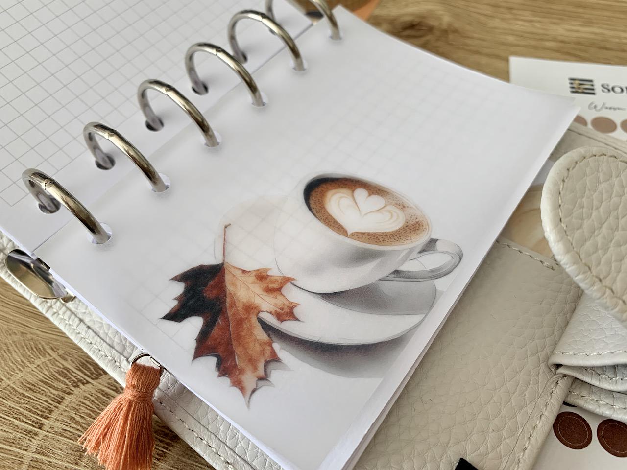 Coffee Time Vellum Dashboard - Fits A5, B6, Personal Wide, Personal, A6, Pocket, Mini Ring Planners. Add Decoration and Layering