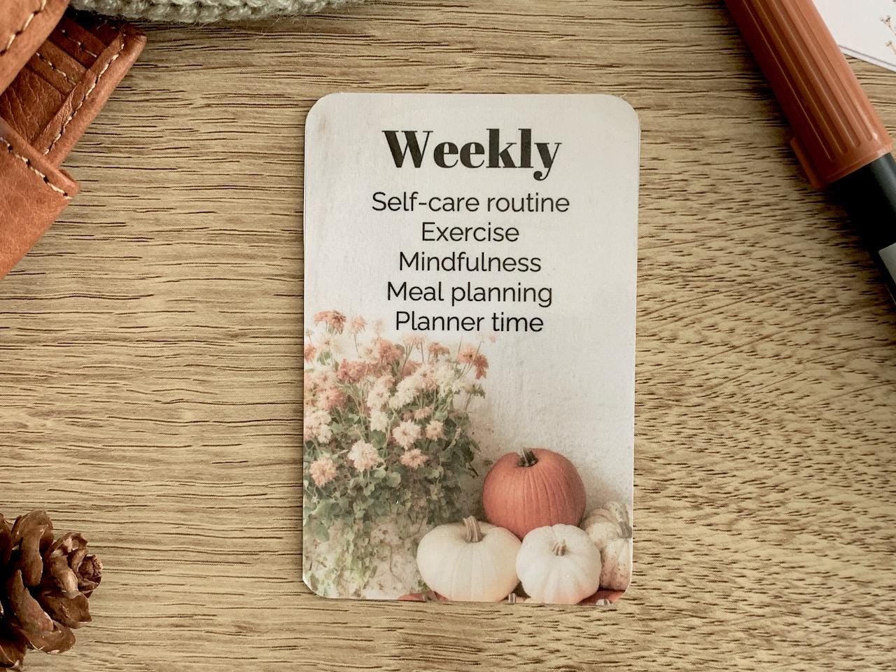 Custom Text Task Card - Farmhouse Pumpkins - Personalised Card for Your Planner - Add Tasks, Routines, Reminders - Functional, Minimal Deco