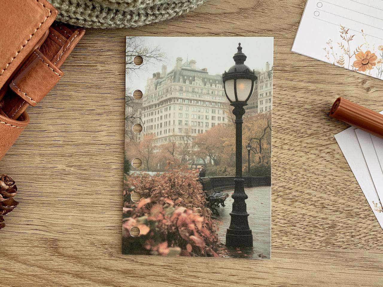 Paris Park Autumn Dashboard - Fits A5, B6, Personal Wide, Personal, A6, Pocket, Mini Ring Planners. Protective Cover.